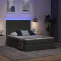 vidaXL LED úložná posteľ s matracom Tmavosivá 140 x 200 cm Látka