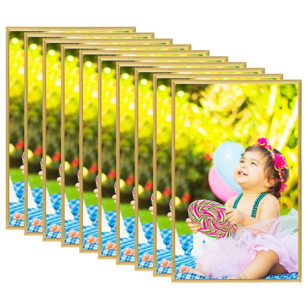 vidaXL Fotorámiky na stôl, koláž 10 ks, zlaté 10x15 cm, MDF