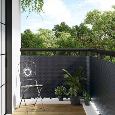vidaXL Balkónová obrazovka Tmavosivá 400 x 90 cm polyratan