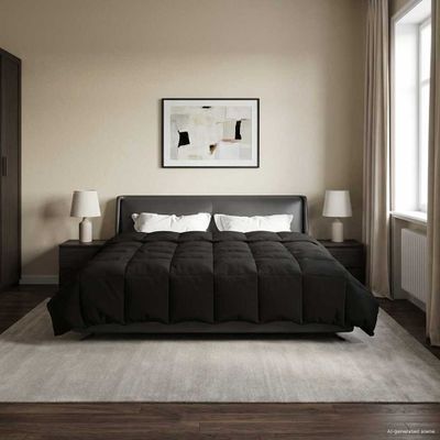 vidaXL Prikrývka na celý rok Šnurovaný Čierna 220 x 260 cm Mikrovlákno