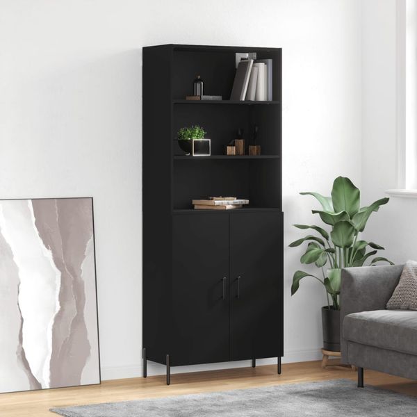 vidaXL Vysoká skrinka čierna 69,5x34x180 cm spracované drevo