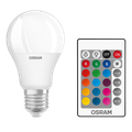 OSRAM LED žiarovka E27 9,4 W RGBW / 2700K matná, diaľkový ovládač, teplá biela