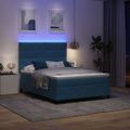 vidaXL LED box s pružinami Tmavomodrá 140 x 200 cm Zamat