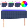 vidaXL Čelo postele s LED modré 144x5x78/88 cm látka