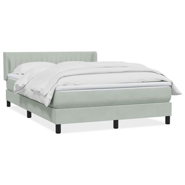 vidaXL Box Spring Posteľ s matracom Svetlosivá 140x220 cm Zamat