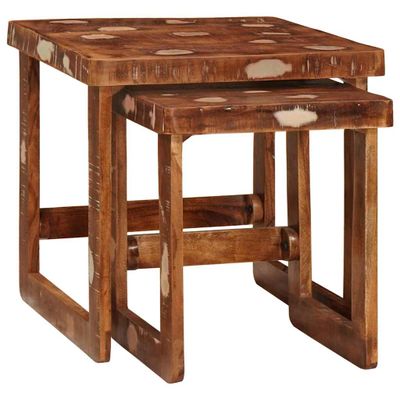 vidaXL Zásuvné stoly 2 pcs 46 x 46 x 45 cm Masívne obnovené drevo