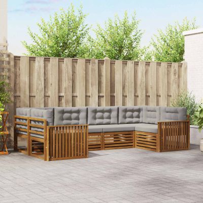 vidaXL Záhradná súprava gaučov s vankúšom 6 pcs Prírodná a svetlosivá