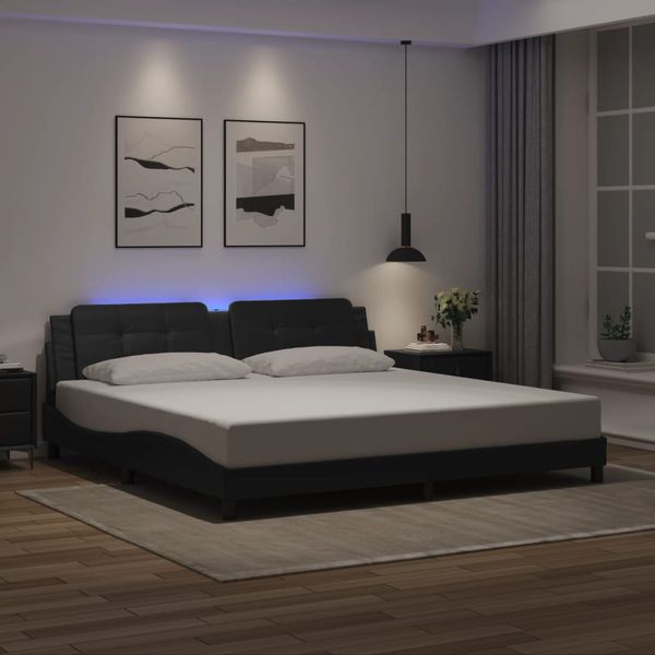 vidaXL Rám postele s LED bez matraca Zadar čierny 200x200 cm