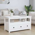 vidaXL Konferenčný stolík biely 102x49x55 cm borovicový masív