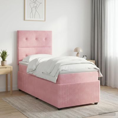 vidaXL Posteľ boxspring s matracom Ružová 80 x 200 cm Zamat