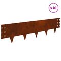 vidaXL Obrubník trávnika 10 ks 100 x 25 cm Oceľ Hrdzavý