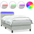 vidaXL Posteľný rám boxsping s matracom a LED bledosivý 90x220 cm zamat