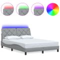 vidaXL Rám postele s LED bez matraca bledosivý 140x200 cm látka