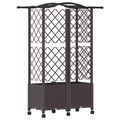 vidaXL Vyvýšený záhon s mriežkou a strechou Hnedá 122 x 40 x 144 cm PP