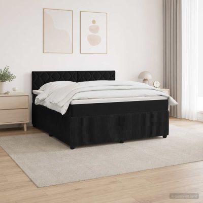 vidaXL Posteľ boxspring s matracom Čierna 140 x 200 cm Zamat