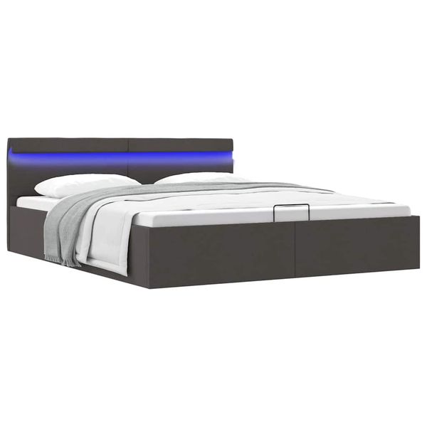 vidaXL Hydraulický posteľný rám+úložný priestor, LED, látka 160x200 cm