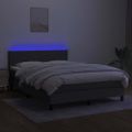vidaXL Posteľ boxsping s matracom a LED tmavosivá 140x200 cm látka