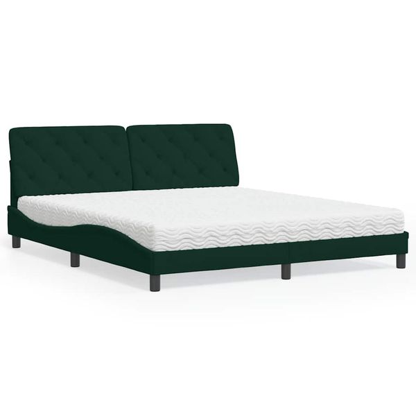 vidaXL Posteľ s matracom tmavozelený 180x200 cm zamat