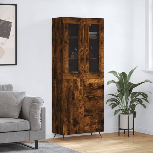 vidaXL Vysoká skrinka dymový dub 69,5x34x180 cm spracované drevo