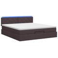 vidaXL Ottoman posteľ s matracom a LED Tmavohnedá 140 x 200 cm Látka