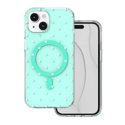Puzdro Bubble Dots Mag pre iPhone 15 6,1" zelené
