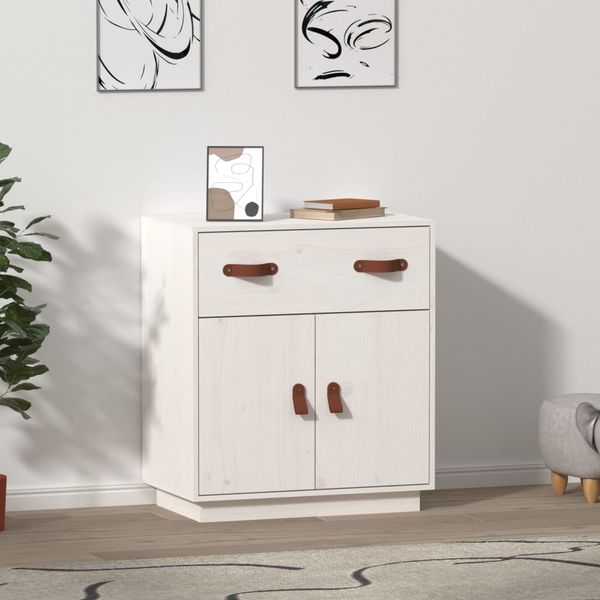 vidaXL Komoda, biela 65,5x40x75 cm, borovicový masív