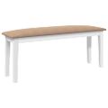 vidaXL Lavica 110 cm Biela masívna guma