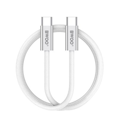 BWOO 240W opletený kábel USB-C - USB-C BO-X317C-C 1m biely
