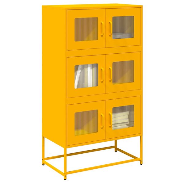 vidaXL Highboard horčicová žltá 68x39x123 cm Oceľ