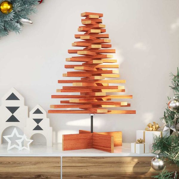 vidaXL Drevený vianočný stromček voskovohnedý 80 cm masívna borovica