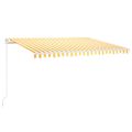 vidaXL Automatická markíza, LED a senzor vetra 450x300 cm, žltá/biela
