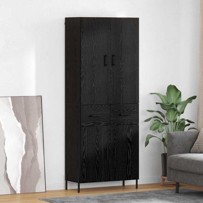 vidaXL Highboard Čierny dub 69,5 x 34 x 180 cm Kompozitné drevo