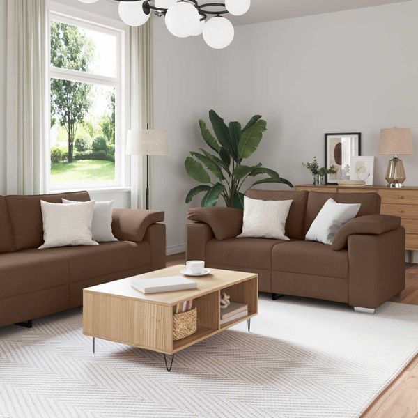 vidaXL Pohovka 2 pcs Hnedá 219 x 80 x 82 cm látka