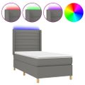 vidaXL Posteľ boxsping s matracom a LED tmavosivá 90x200 cm látka