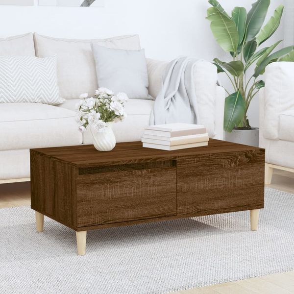 vidaXL Konferenčný stolík hnedý dub 90x50x36,5 cm spracované drevo