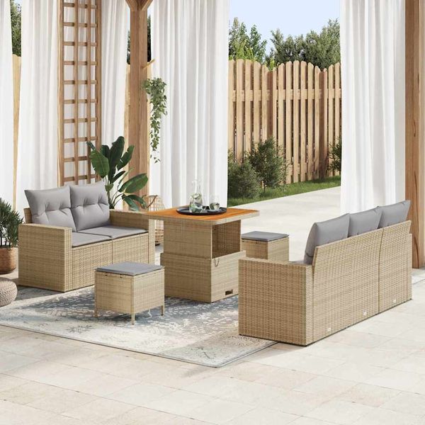 vidaXL Súprava záhradných pohoviek 8 pcs béžová a svetlosivá