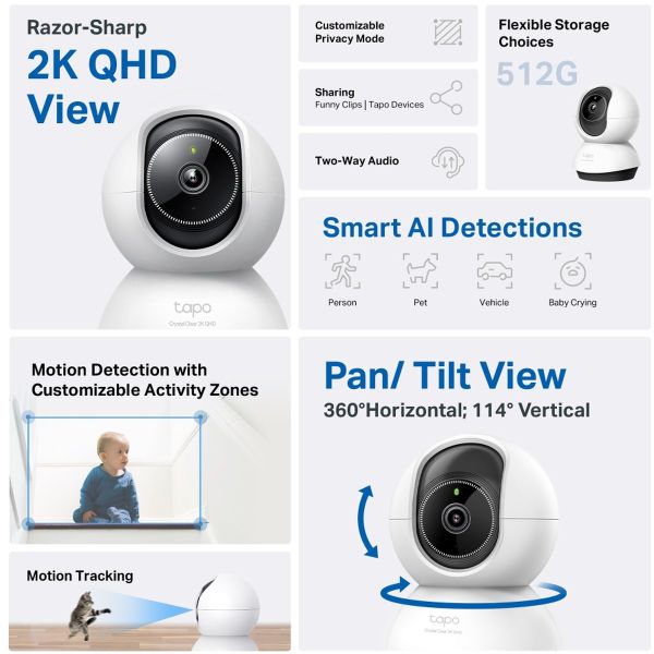 Kamera TP-Link TC72 IP, 4MPx, WiFi, přísvit