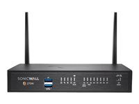 Bezpečnostné zariadenie - s 3 rokmi pokročilej ochrany a Cloud Secure Edge na 1 rok SIA-Basic (10 používateľov) a 1 rok SPA-Advanced (3 používatelia) - 1GbE - Wi-Fi 5 - 2.4 GHz, 5 GHz - SonicWall Promotional Tradeup - desktop