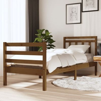 vidaXL Posteľný rám medový masívne drevo 75x190 cm malé jednolôžko