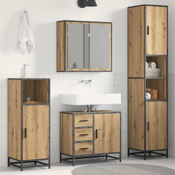 vidaXL Sada kúpeľňového nábytku 4 pcs Remeselný dub Kompozitné drevo