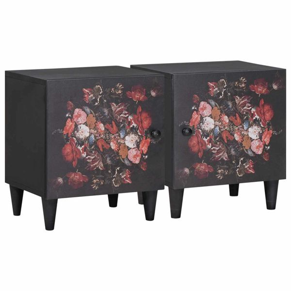 vidaXL Nočný stolík so zásuvkou 2 pcs Čierna 40 x 33 x 46 cm