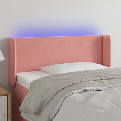 vidaXL Čelo postele s LED ružové 93x16x78/88 cm zamat