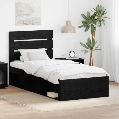 vidaXL Rám postele Čierna 90 x 190 cm Masívne borovicové drevo