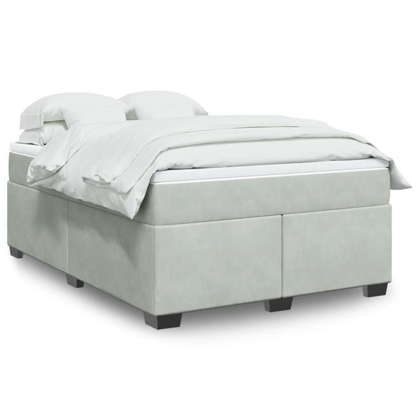 vidaXL Posteľný rám boxsping s matracom bledosivý 140x190 cm zamat