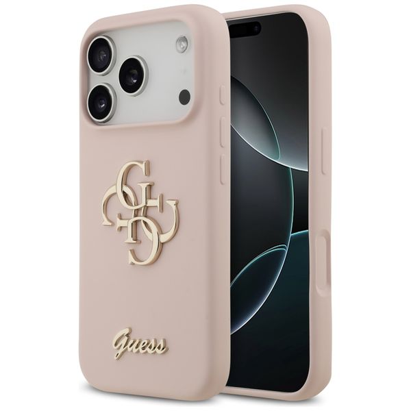 Puzdro Guess Silicone Big 4G Script pre iPhone 17 Pro ružové