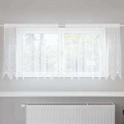 vidaXL Čipková záclona so záclonami Biela 80 x 200 cm Polyester