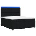 vidaXL LED boxspring posteľ s matracom Čierna 200 x 200 cm Látka