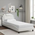 vidaXL Posteľ Viana s matracom biela 80x200 cm umelá koža