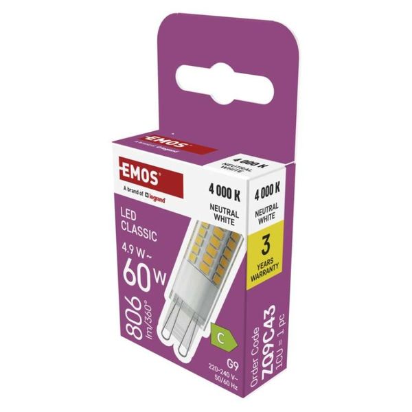 LED žiarovka Classic JC / G9 / 4,9 W (60W) / 806 lm / Neutrálna biela