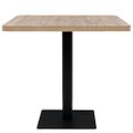 vidaXL Bistro stolík, MDF a oceľ, štvorcový, 80x80x75 cm, dubová farba